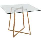Cosmo Square Dining Table in Natural Metal & Clear Glass